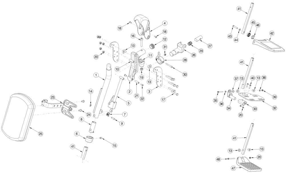 Catalyst E Pro Elevating Leg Rest parts diagram