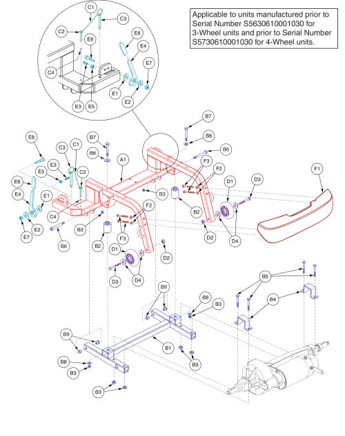 Rear Frame Assembly, Version 1, S5630610001030 - Prior parts diagram