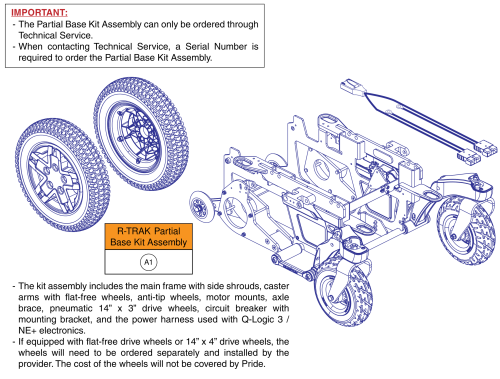 Partial Base Kit Assembly, R-trak parts diagram