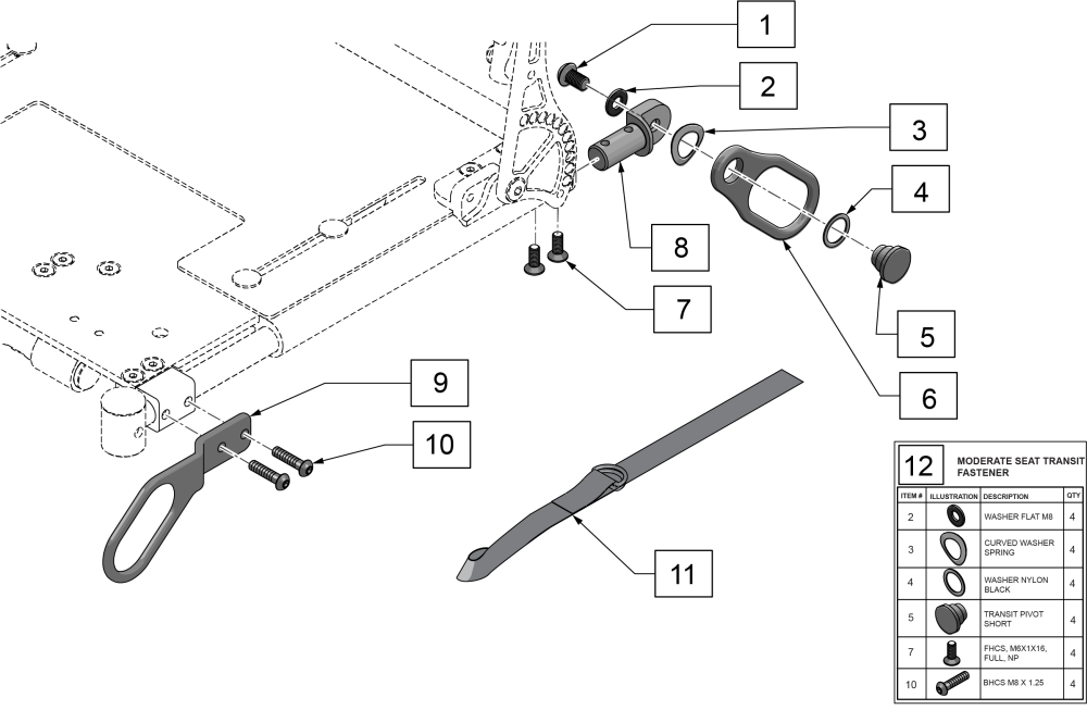 Transit Kit Moderate Seating parts diagram