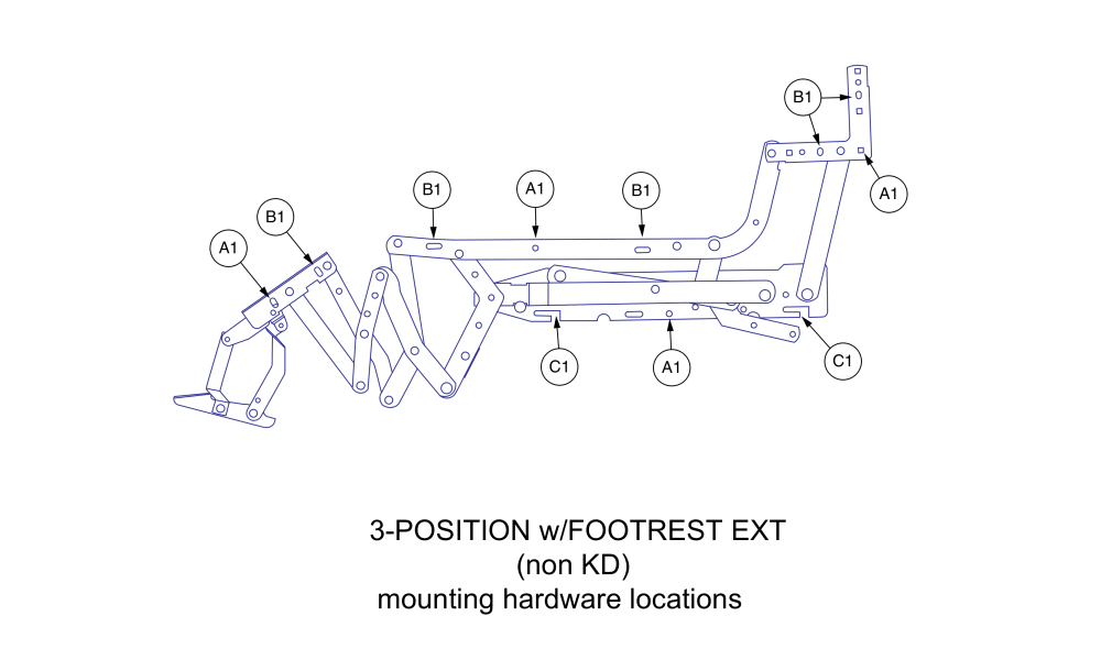 Kd/non-kd 3-position Scissor Harware parts diagram