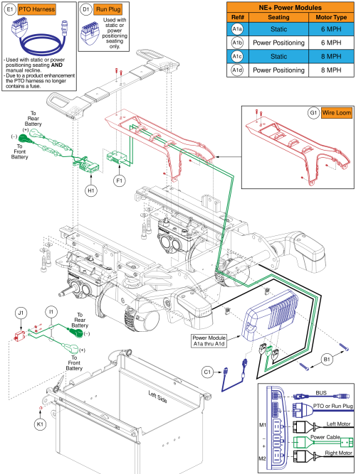 Ne+ Power Modules & Harnesses, Static / Power Seating, Rival (r44) parts diagram