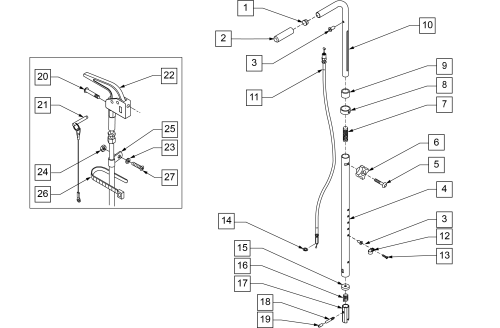 Swing-away Adj Stroller Handle Retro Kit parts diagram