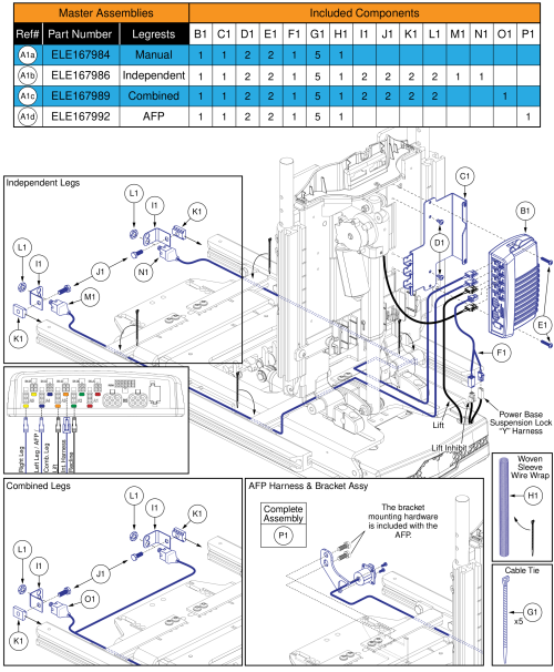Ql3 Aam, Tb3 Lift & Recline W/ Ilevel (q6 Edge Series, Stretto, R-trak) parts diagram
