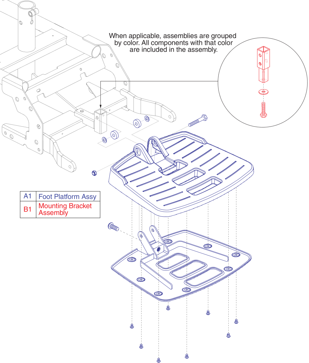 Foot Platform Assembly, Jazzy Sport 2 parts diagram