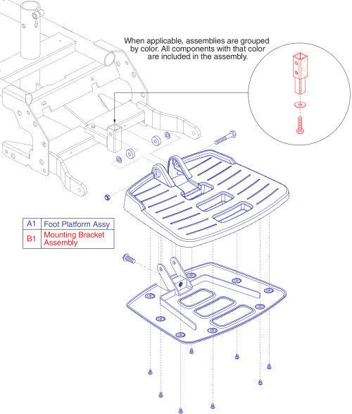 Foot Platform Assembly, Jazzy Sport 2 parts diagram