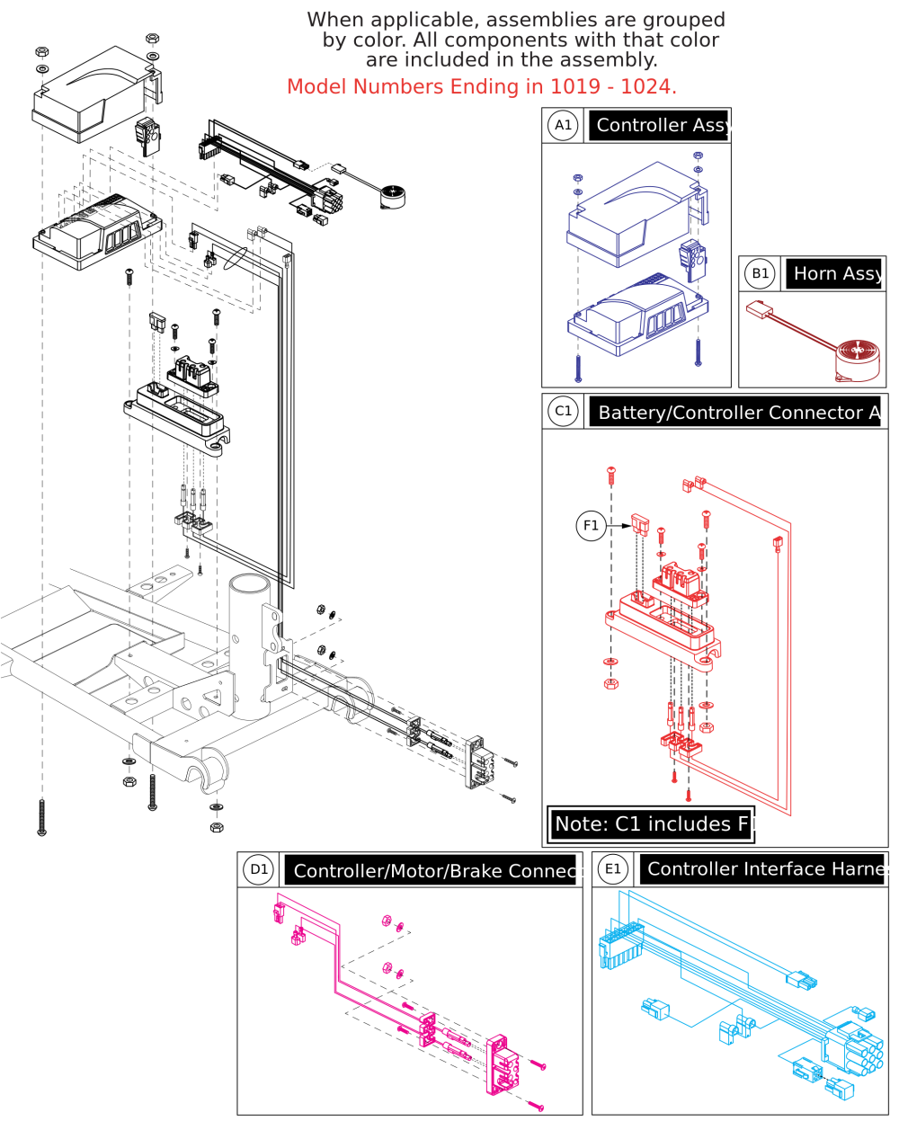 With Delta Tiller (models Ending In 1019 - 1024) parts diagram