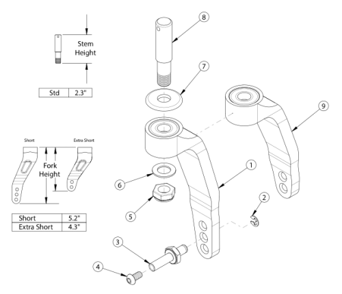 Ethos Single Sided Fork And Stem parts diagram