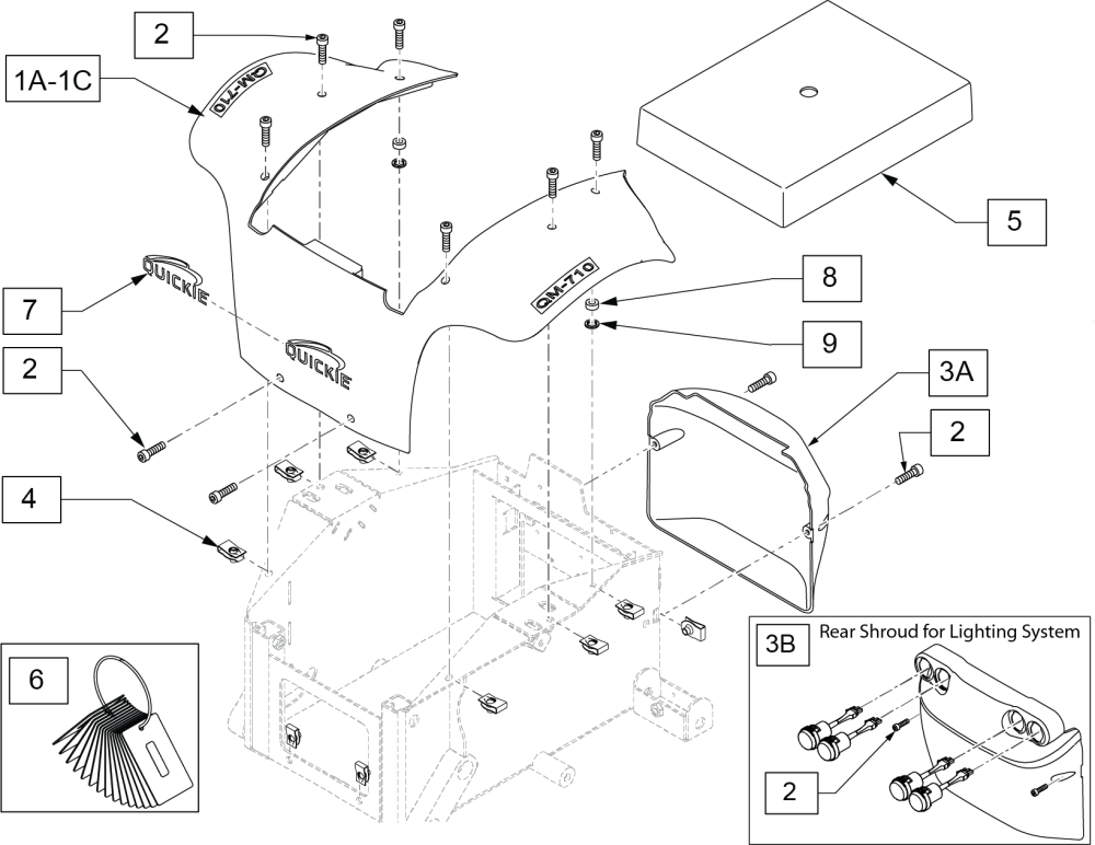Shrouds S/n Prefix Qm710a,b&c, Qm715a,b&c, Qm720a,b&c parts diagram