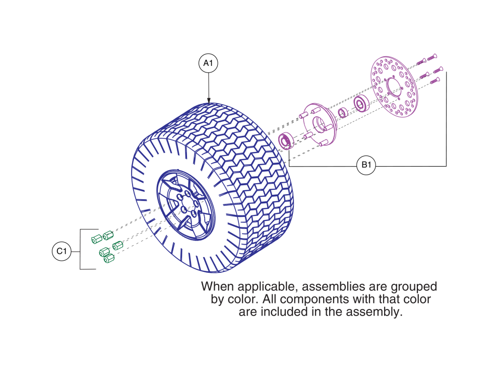 Front Wheel Assy. - Pneu. Turf Tire parts diagram