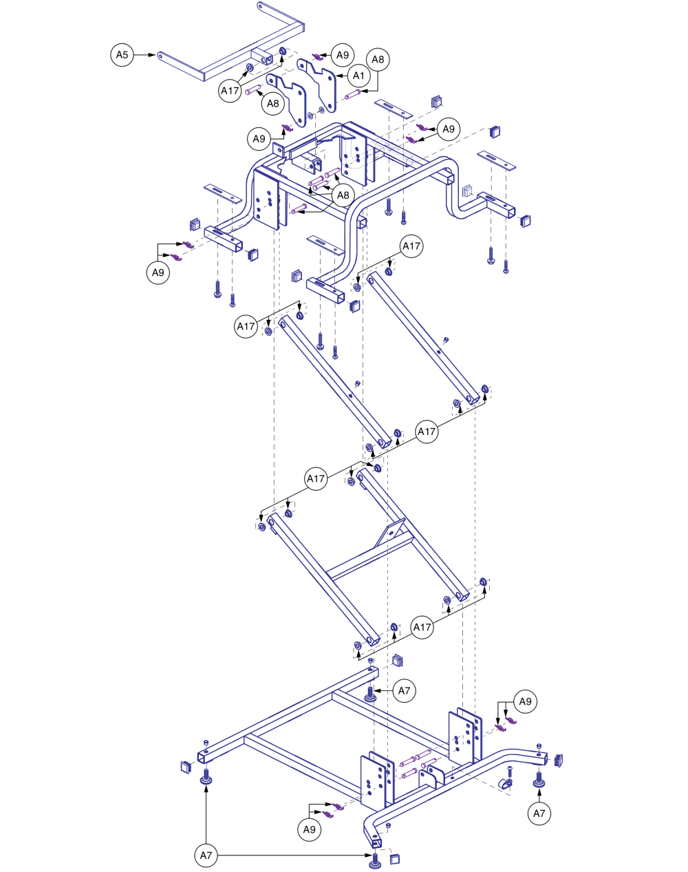 Infinite Position Lift Frame, Frmasmb2591 parts diagram