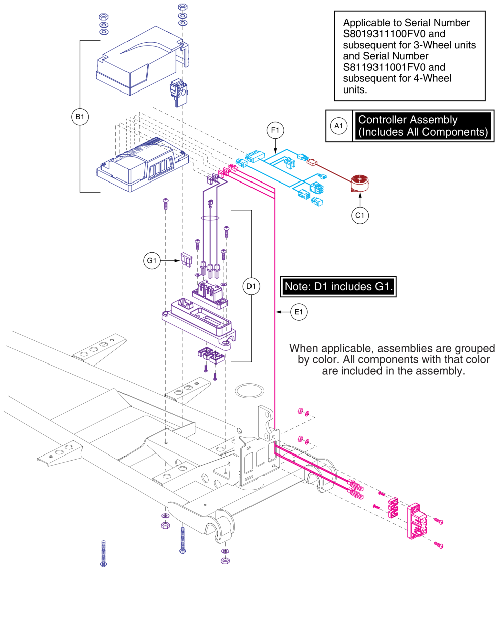 With Xlr Console (models Ending 1007-1014) parts diagram