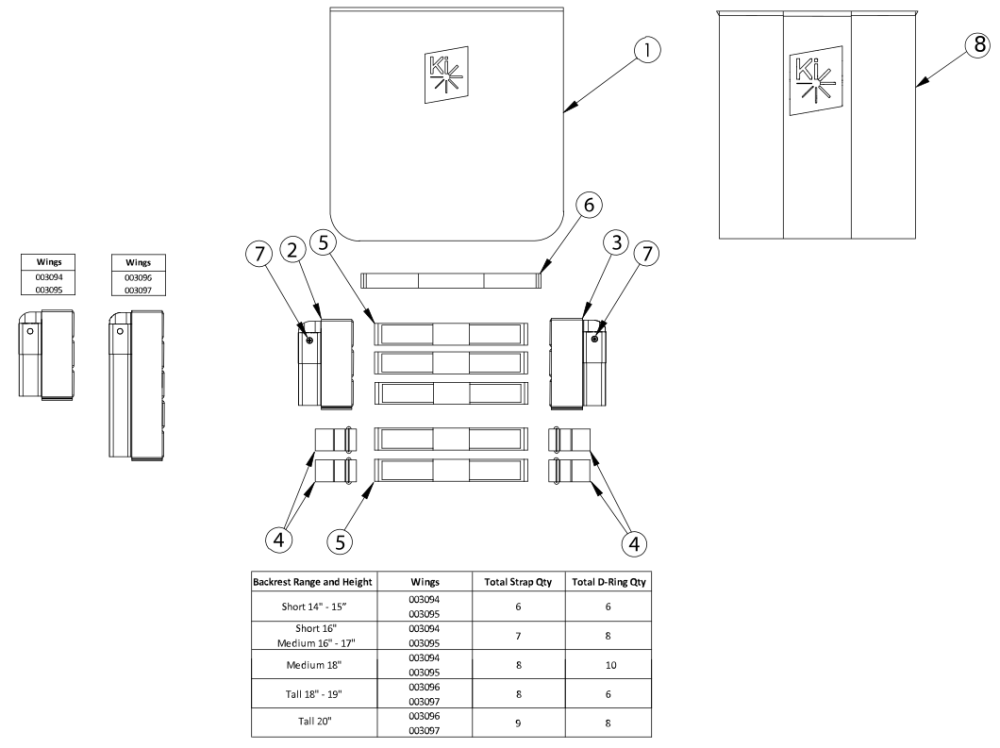 Catalyst Tension Adjustable Back Upholstery - Angle Adjustable Backposts parts diagram