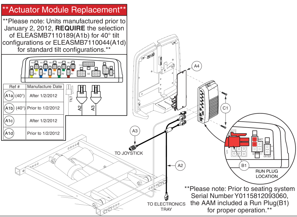 Q-logic(aam) Tilt Thru Joystick Electronics, Bariatric Tilt parts diagram