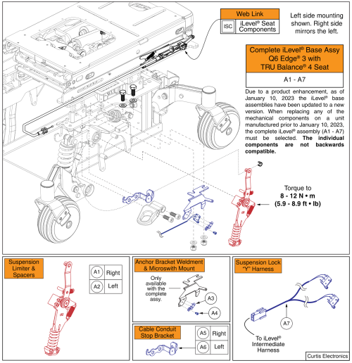 Ilevel® Base Components For Lights, Q6 Edge® 3 W/ Tru Balance® 4 Seat parts diagram