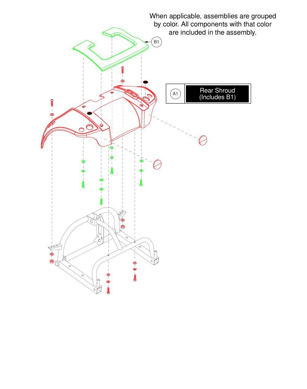 Rear Shroud Assy. parts diagram