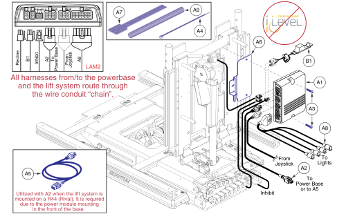 Lights Thru Lam2, Lift & Recline, Q-logic 2 / Ne+ - Reac Lift / Non I-level parts diagram