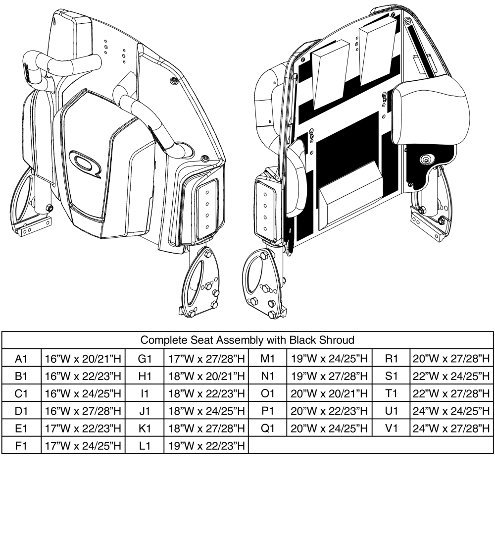 Complete Seat Back W/ Black Shroud, Tru-comfort V2 parts diagram