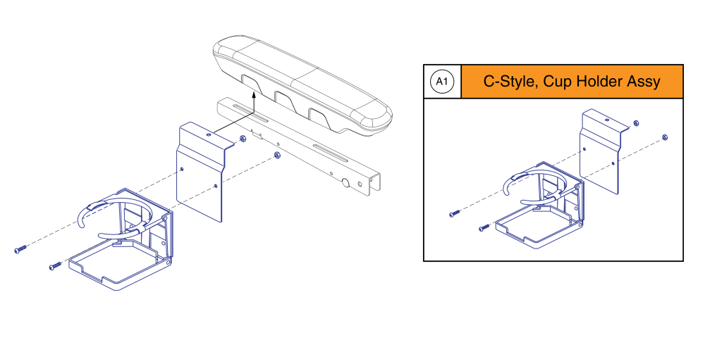 Style C Cup Holder - Molded Comfort Seat Armpads parts diagram