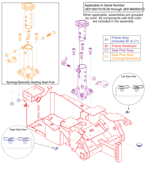 Main Frame Assembly - Gen 3, Bolt-on/clover Leaf Seat Post parts diagram