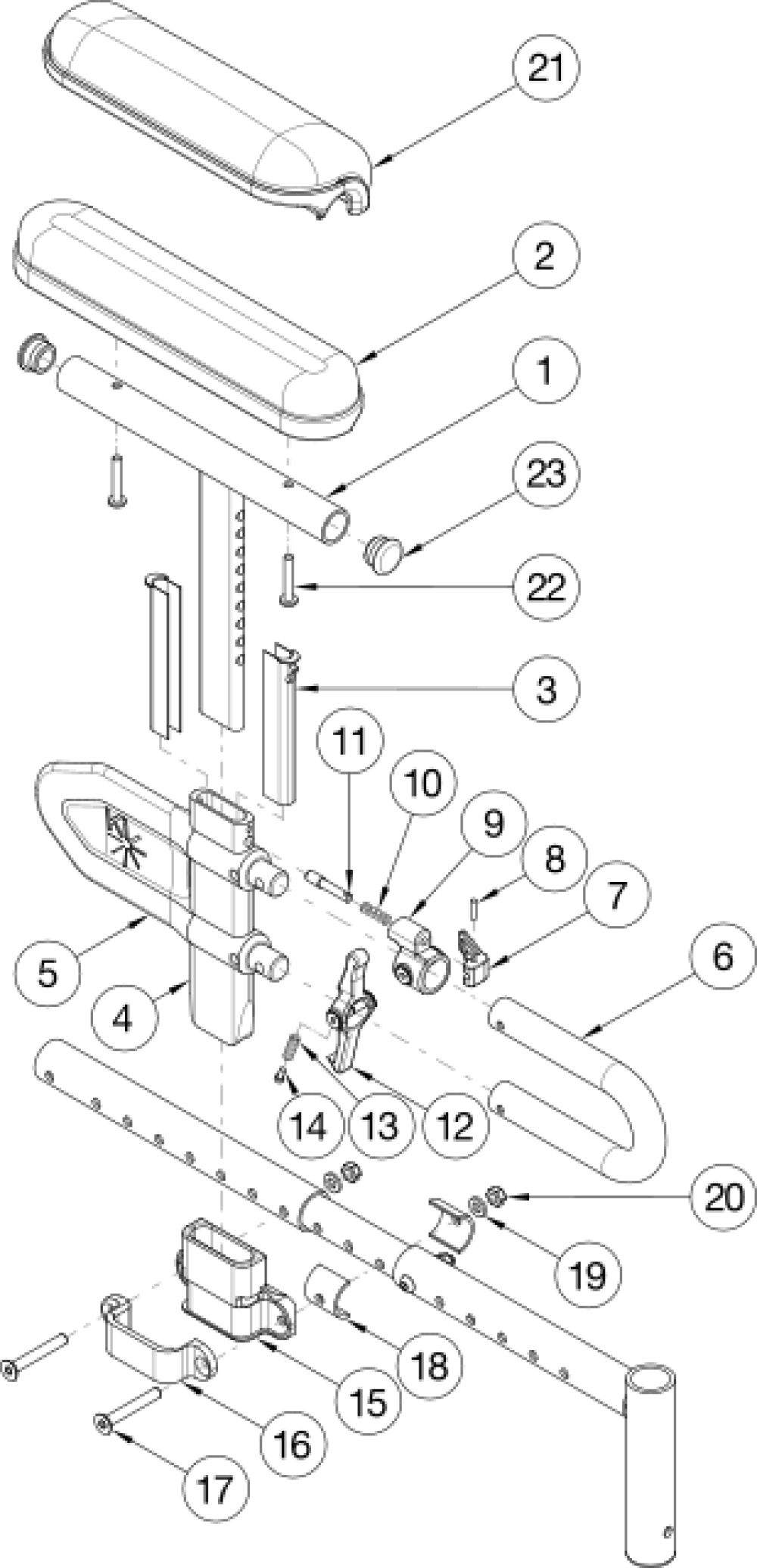 Flip Height Adjustable Low T-arm parts diagram