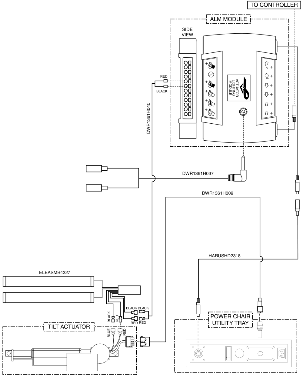 Electrical Diagram - Tilt Thru Joystick W/ External Switch Jacks, Remote Plus, Gen 2 parts diagram