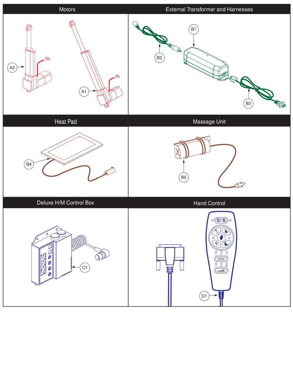 Deluxe Heat/massage parts diagram