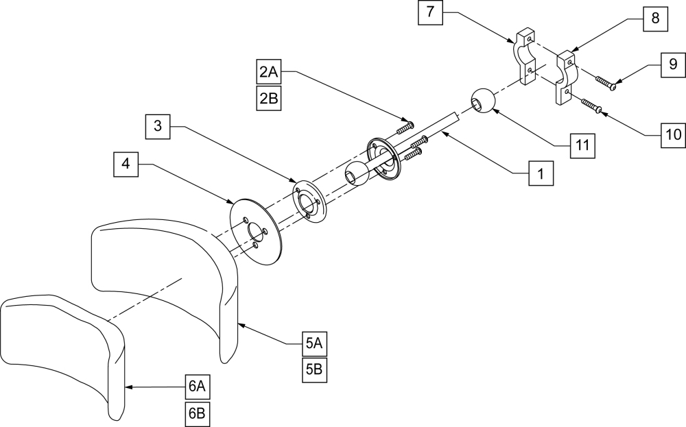 Curved Headrest parts diagram