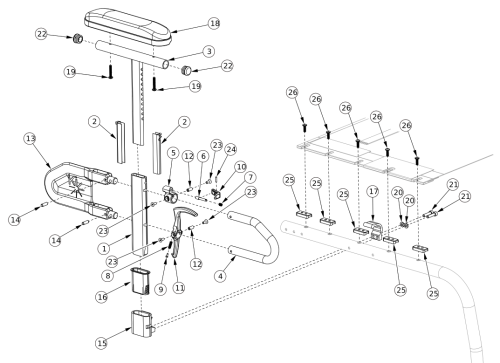 Ethos Height Adjustable T-arm parts diagram