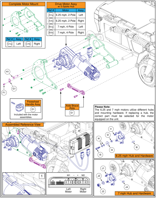 Drive Motor And Mount Assemblies, Ql3/ne+ Electronics, R-trak parts diagram