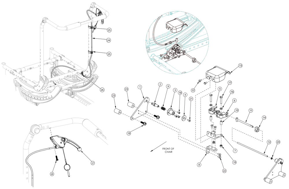 Focus Cr Hand Tilt Mechanism Fixed Height With Adjustable Handle Back parts diagram