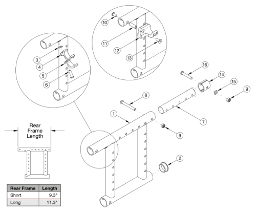 Catalyst 5 Depth Adjustable Rear Frame parts diagram