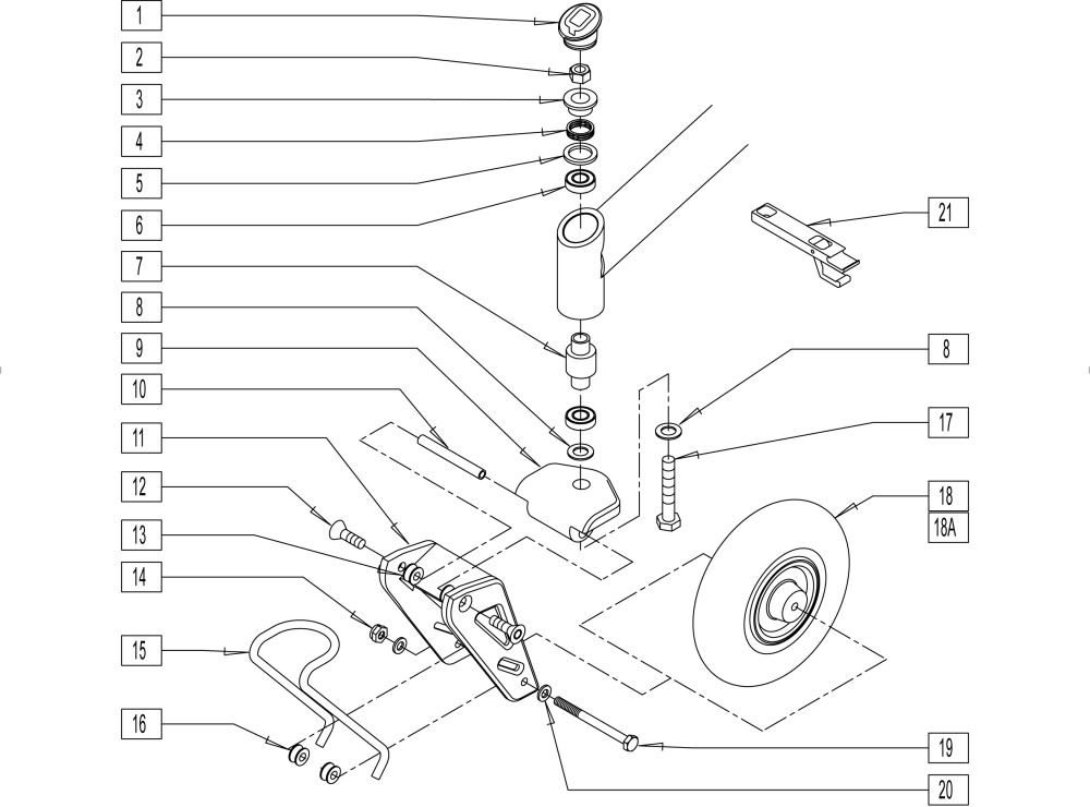 S626 - Discontinued Suspension Caster & Fork parts diagram