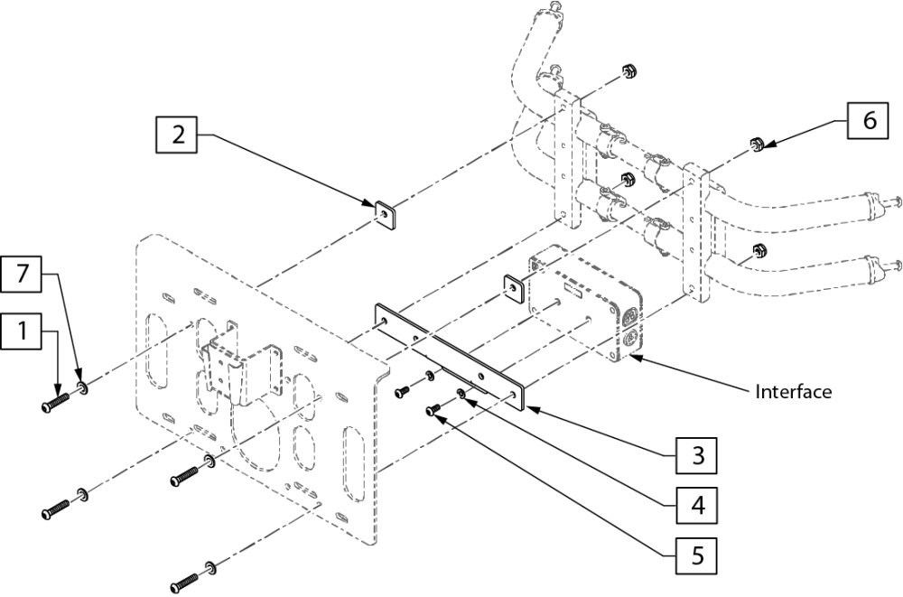 Omni2 Interface Mount For Vent & Batt Tray Fixed Qm710, Pulse 5 & Pls6a-pls6c parts diagram