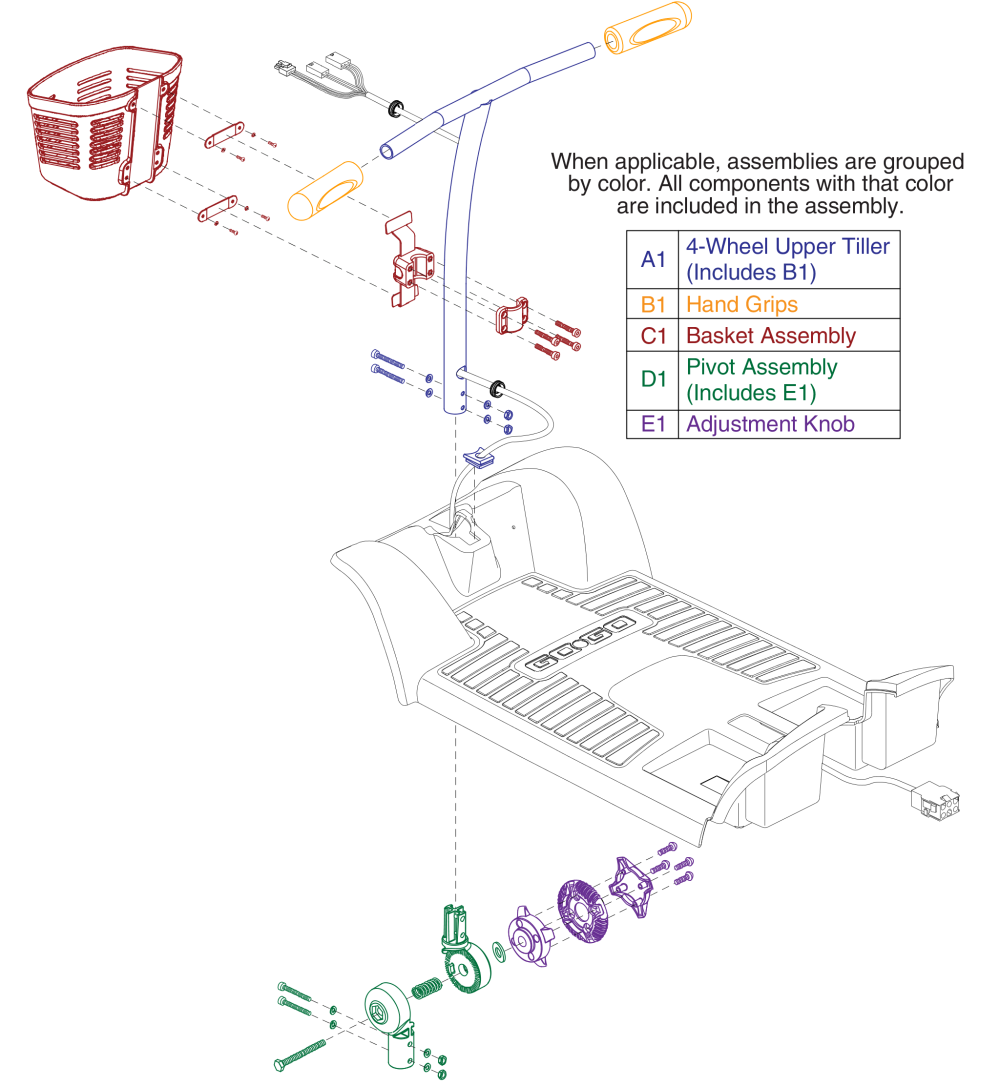 Front Tiller Assy., 4 Wheel parts diagram