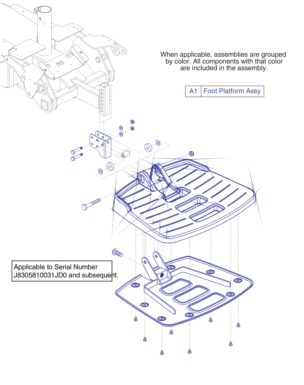 Foot Platform Assembly - Gen 3, Large Stamped parts diagram