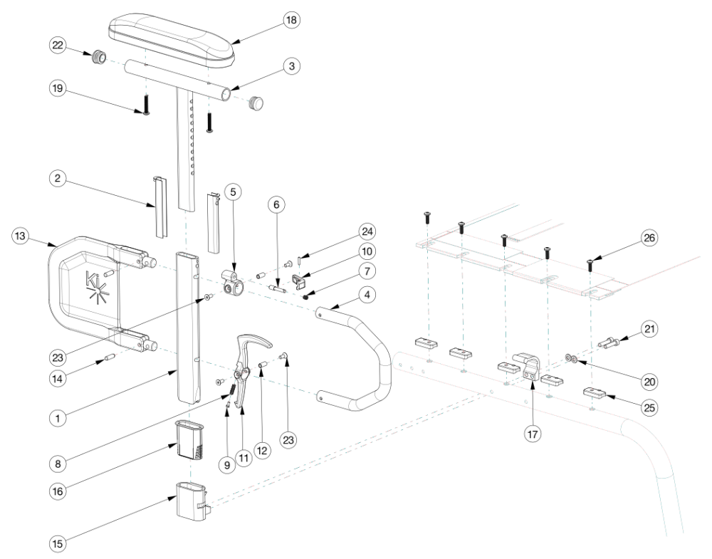 Ethos Armrests - Height Adjustable Tall T-arm parts diagram