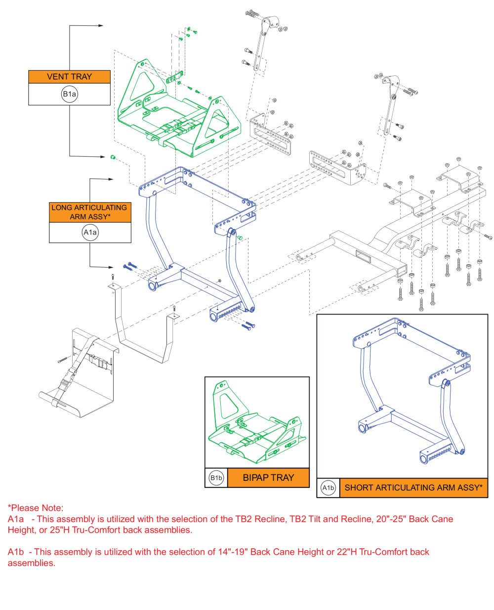 Articulating Vent Tray Main Assembly parts diagram