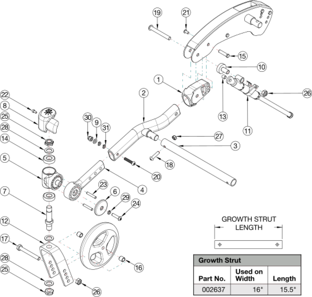 Flip For X:panda Caster Arm parts diagram