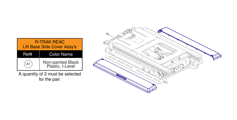 R-trak Side Covers, Reac Lift/i-level parts diagram