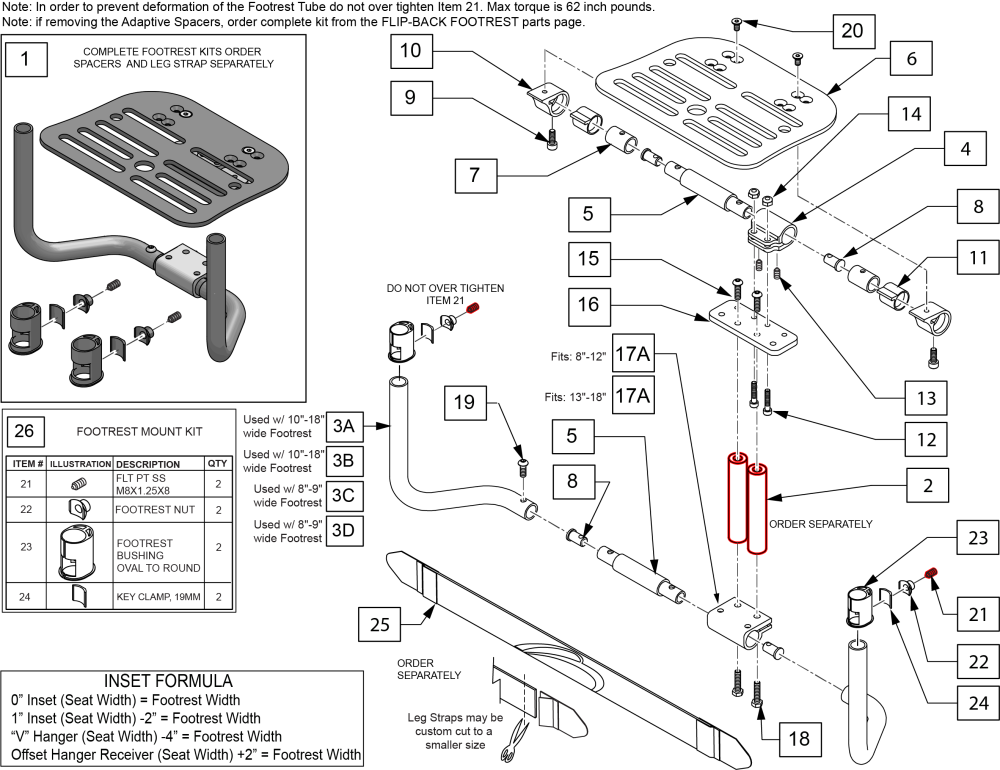 Adaptive Flip-back Footrest parts diagram