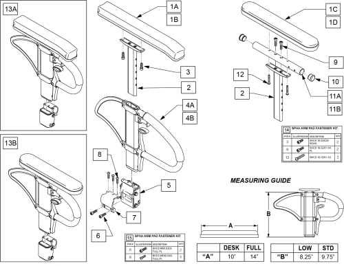 Single Post Height Adjustable Armrest parts diagram