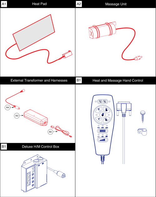 Deluxe Heat/massage parts diagram