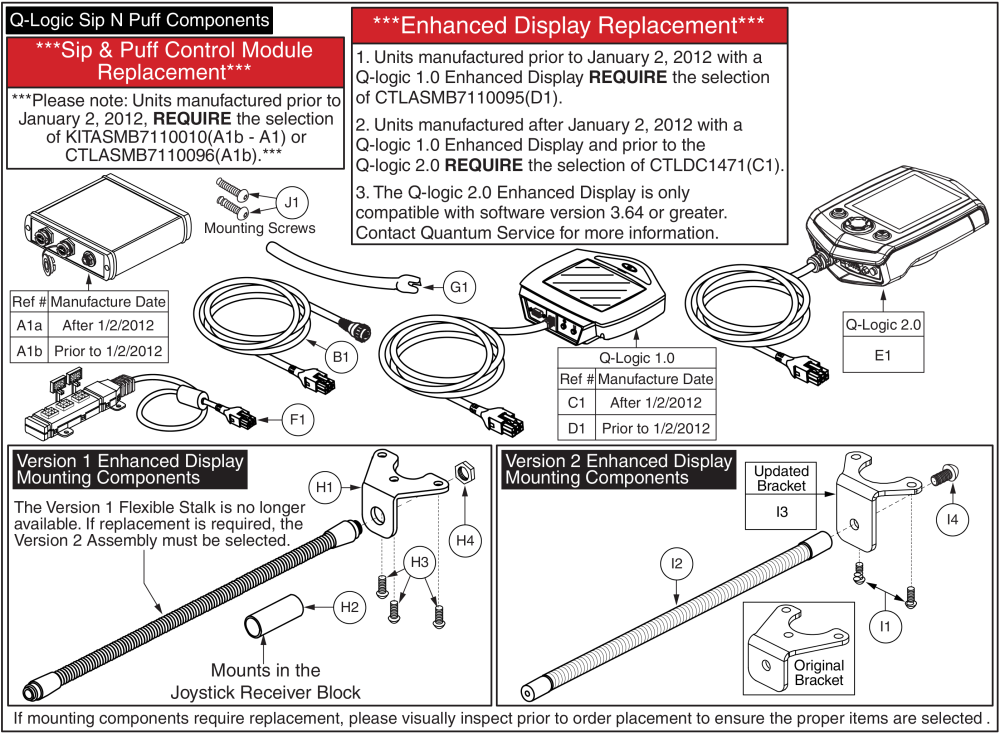 Q-logic 1 & 2 Sip & Puff Components parts diagram