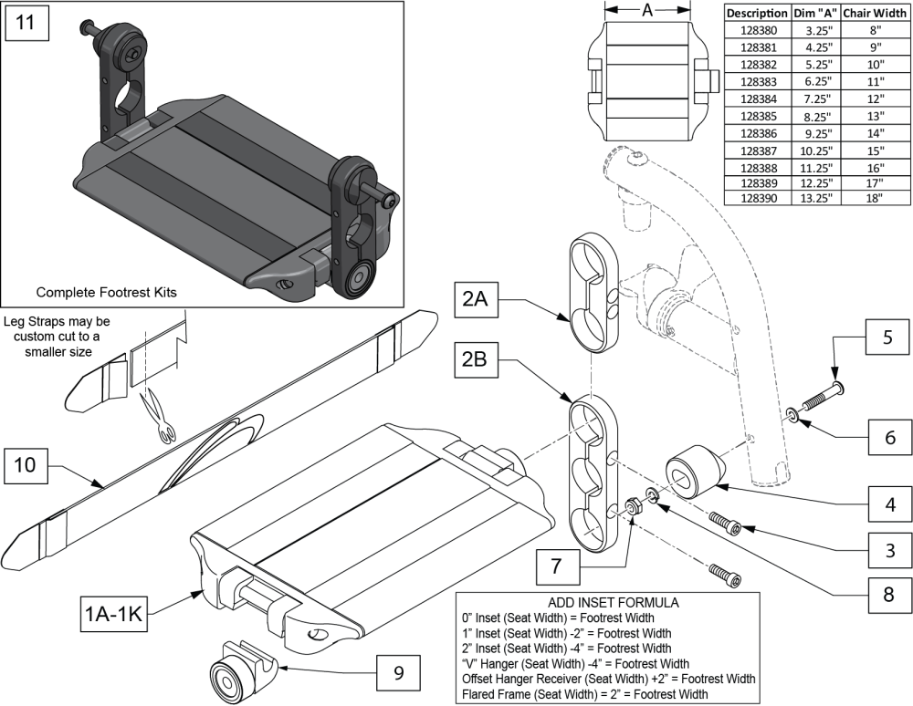 Flip-up Footrest Direct Mount Footboard parts diagram