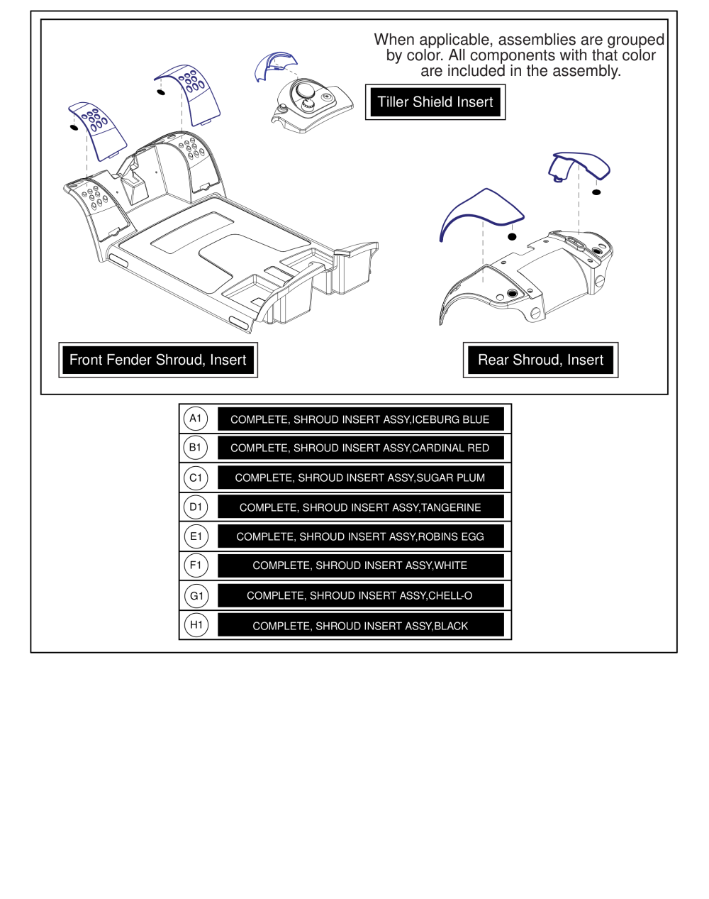 4whl, Shroud Inserts parts diagram