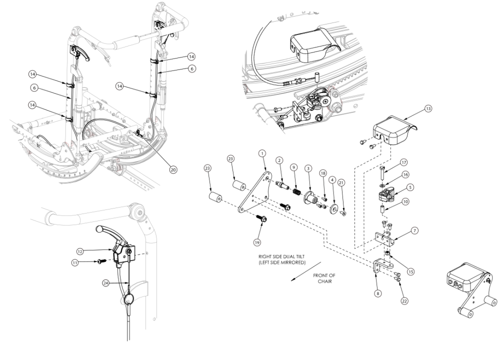 Focus Cr Dual Hand Tilt Mechanism Reclining Back parts diagram