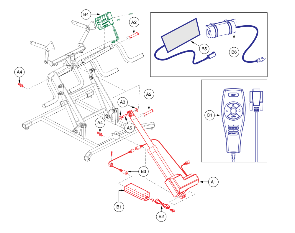 Heat/massage Motor Assy parts diagram