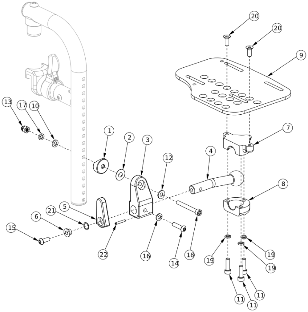 Aluminum Locking Multi-angle Adjustable Footplate - Front Mount parts diagram