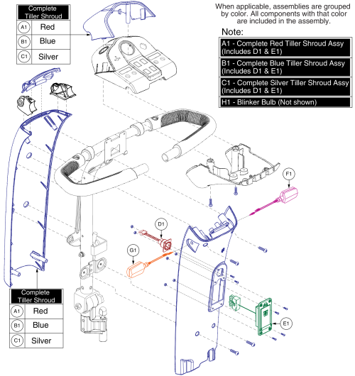 Front Tiller Shroud Assy, Pursuit, S713 parts diagram